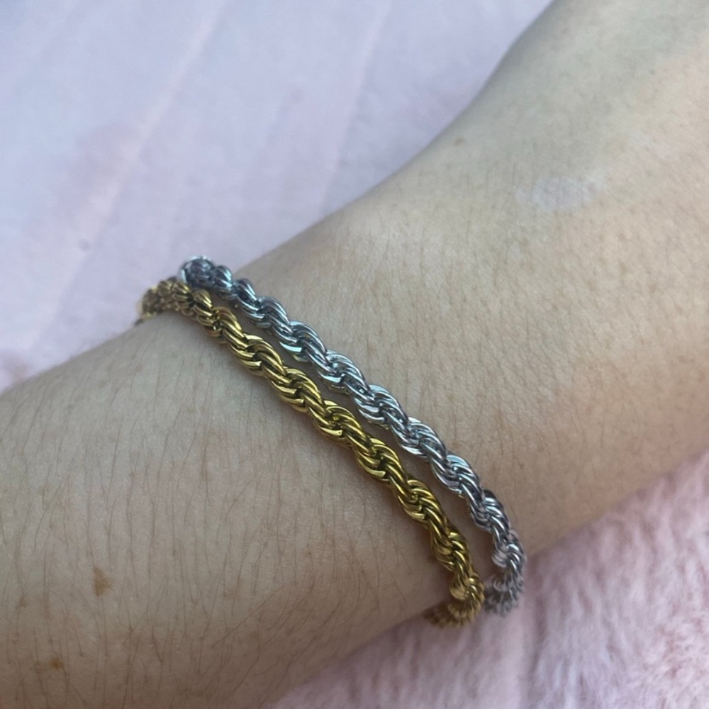 Twist Rope Bracelet Set in Gold and Silver